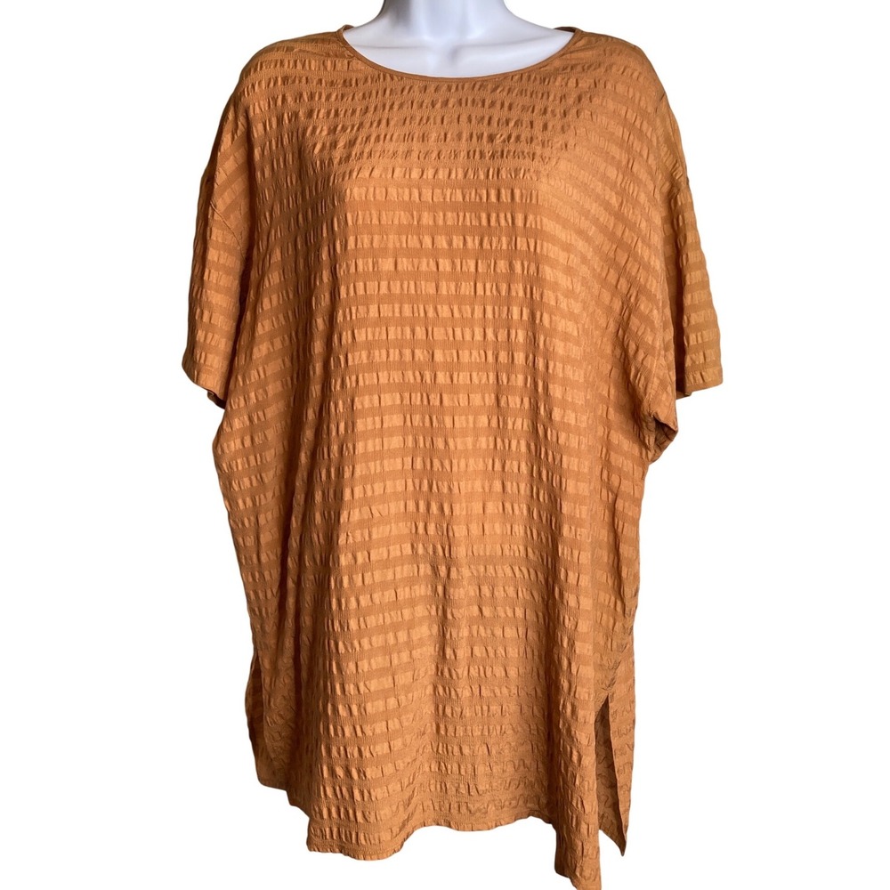 Flowy Fall Women's Oversized Tunic Top Est‎ Sz XXL Textured Striped Casual Roony